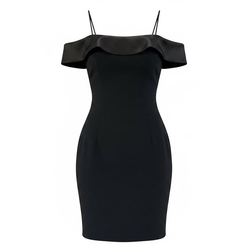 Alex Evenings Vintage Pencil Dress Womens 6 Petite Black Mini Spaghetti Strap